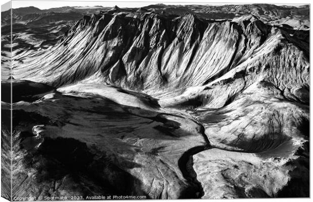 Aerial Iceland Landmannalaugar National Park volcano Canvas Print by Spotmatik 