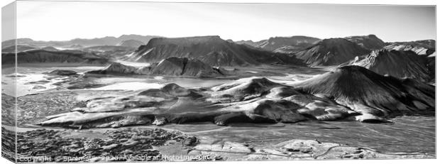 Aerial Panoramic of Icelandic volcanic region glacial meltwater  Canvas Print by Spotmatik 