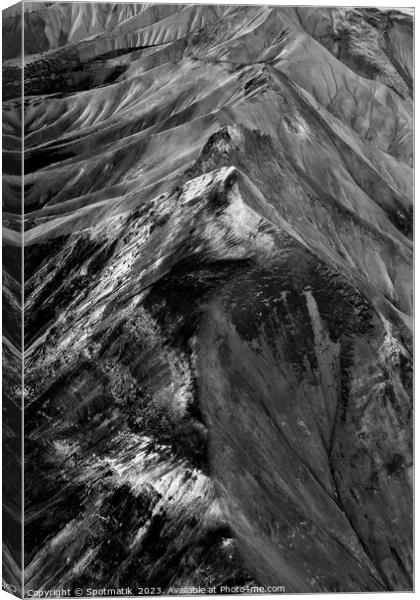 Aerial Landscape view of Iceland mountains summer  Canvas Print by Spotmatik 