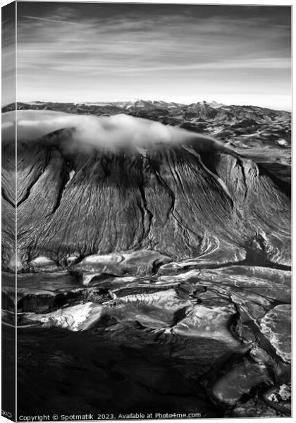 Aerial view of Icelandic volcanic landscape Europe Canvas Print by Spotmatik 