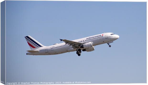 AirFrance F-GKXN Airbus A320-214 Ascending Canvas Print by Stephen Thomas Photography 