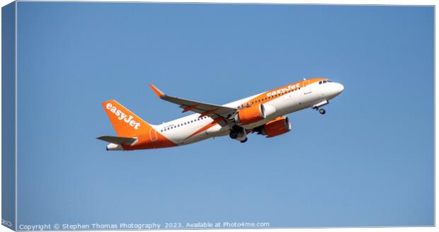 Easyjet G-UZHX Airbus A320-251N taking off Canvas Print by Stephen Thomas Photography 