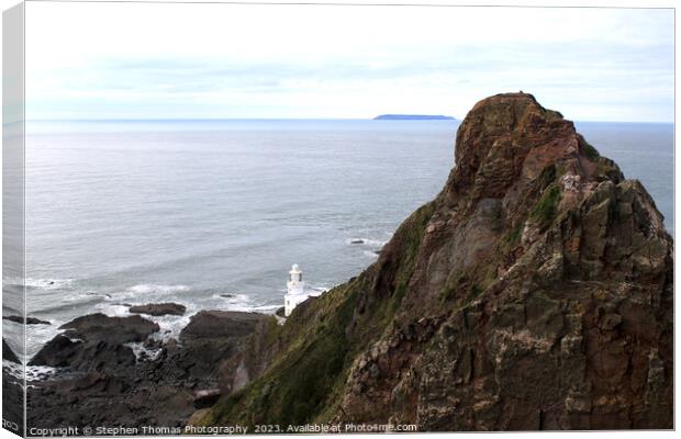 Lundy Island seen from Hartland Point Devon Canvas Print by Stephen Thomas Photography 