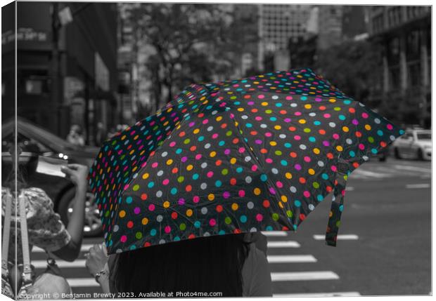 Umbrella Colour Pop Canvas Print by Benjamin Brewty