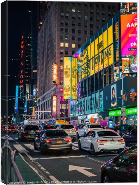 Times Square Traffic Canvas Print by Benjamin Brewty