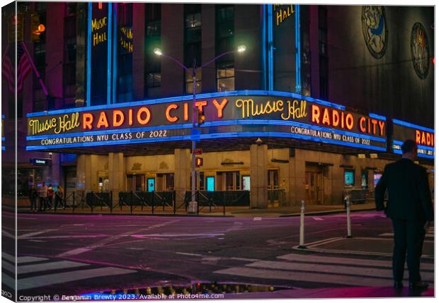 Radio City Music Hall Canvas Print by Benjamin Brewty