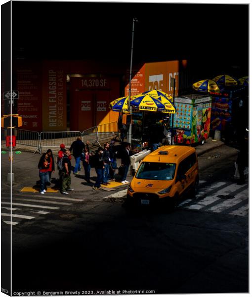 Harsh light Times Square  Canvas Print by Benjamin Brewty