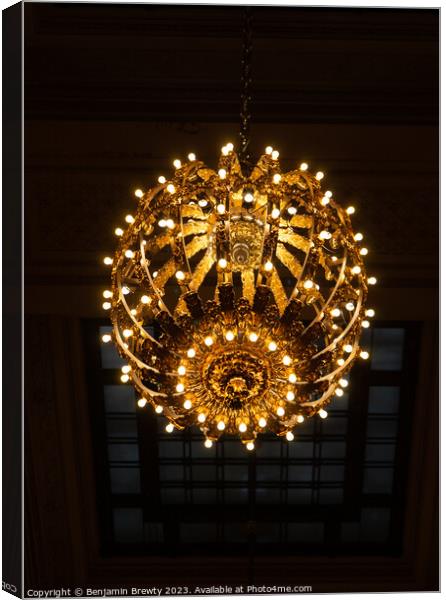 Grand Central Terminal Chandeliers Canvas Print by Benjamin Brewty