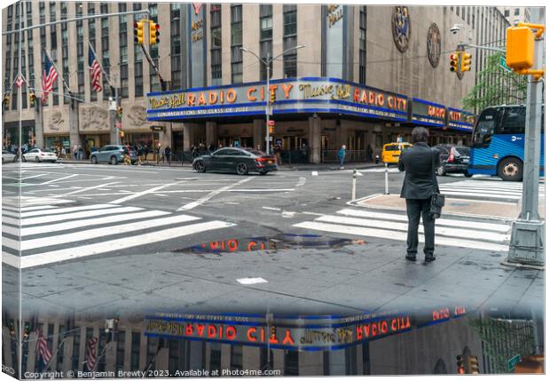 Radio City Music Hall Reflection Canvas Print by Benjamin Brewty