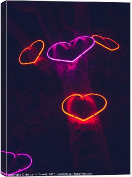 Neon Hearts  Canvas Print by Benjamin Brewty