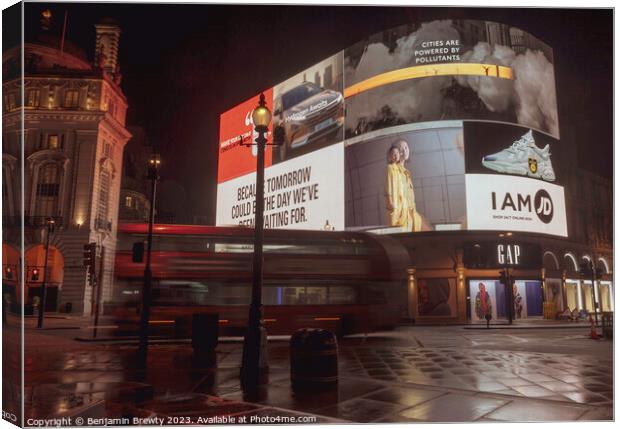Piccadilly Circus  Canvas Print by Benjamin Brewty