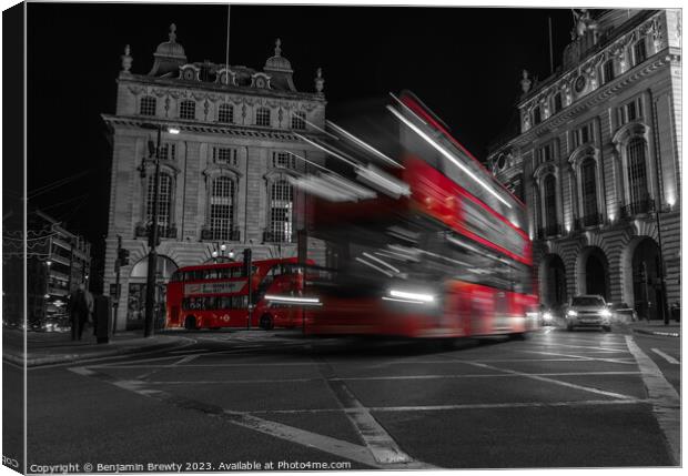 Piccadilly Circus Long Exposure Colour Pop  Canvas Print by Benjamin Brewty