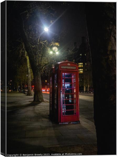 Red Phone Box / Big Ben  Canvas Print by Benjamin Brewty