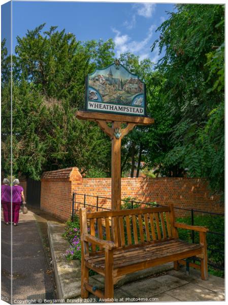 Wheathampstead Sign Canvas Print by Benjamin Brewty