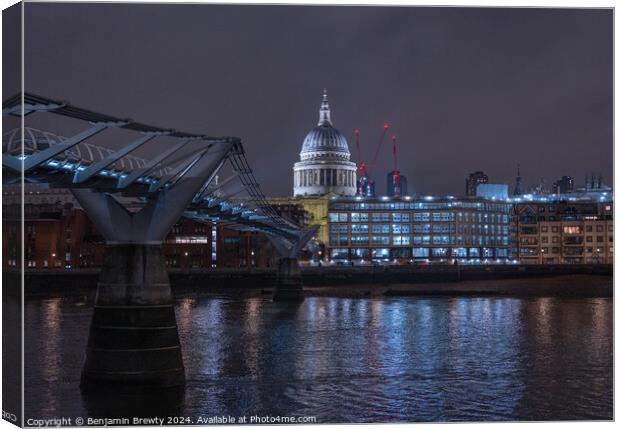 St Paul's Cathedral & The Millennium Bridge  Canvas Print by Benjamin Brewty