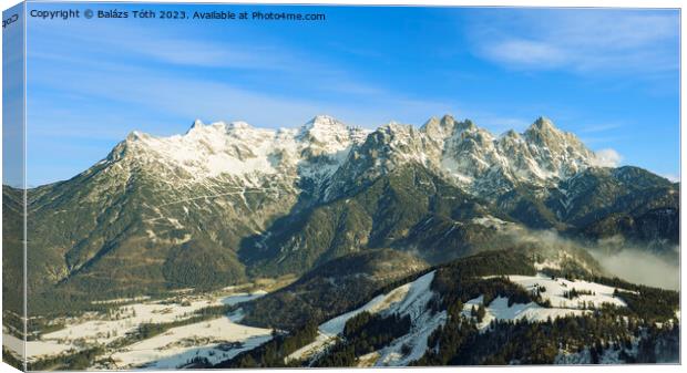 snowy mountain panorama in Tirol Canvas Print by Balázs Tóth