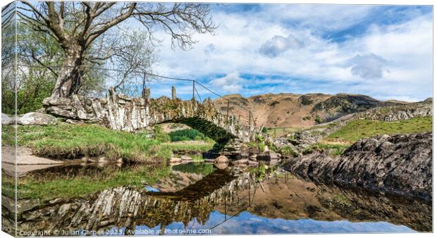 Slaters bridge with River Brathay Little Langdale Canvas Print by Julian Carnell