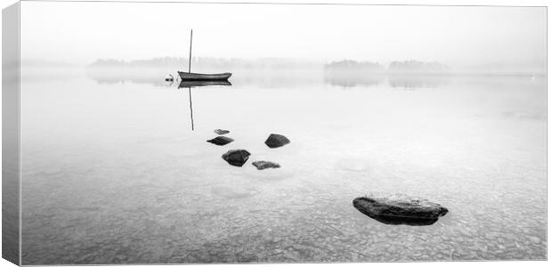 Sailing boat on Windermere in the mist Canvas Print by Julian Carnell