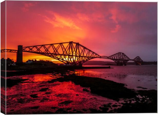 Forth Bridge Sunrise Canvas Print by Set Up, Shoots and Leaves