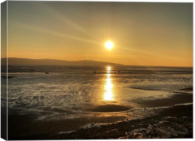 Sunset over Dee Estuary  Canvas Print by Gemma De Cet