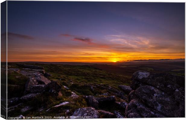 Sunset over Corndon Tor Canvas Print by Ian Mortlock