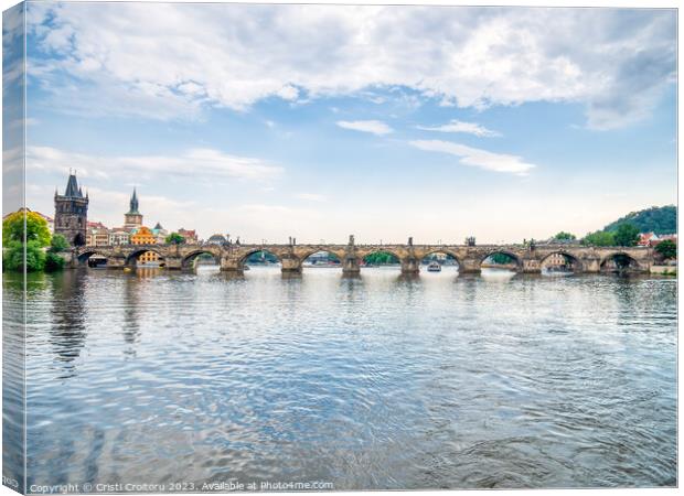 Charles Bridge over Vltava river in Prague. Canvas Print by Cristi Croitoru