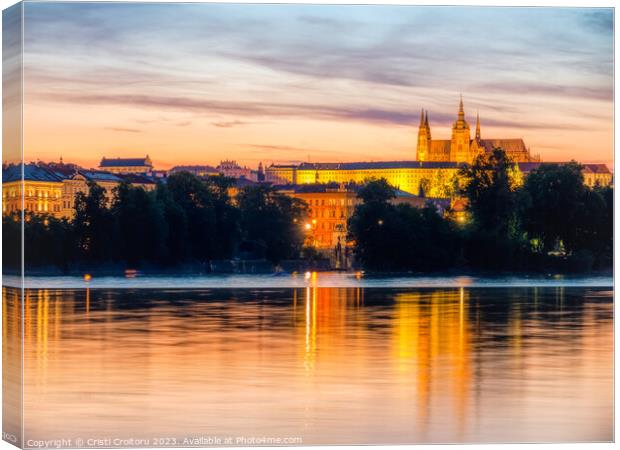 Prague Castle at sunset.  Canvas Print by Cristi Croitoru