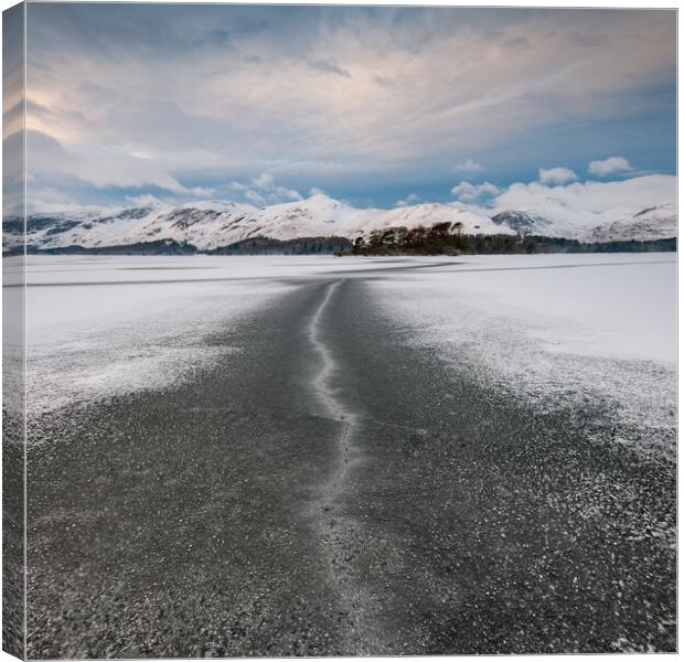 Frozen Derwentwater Canvas Print by Steve Smith