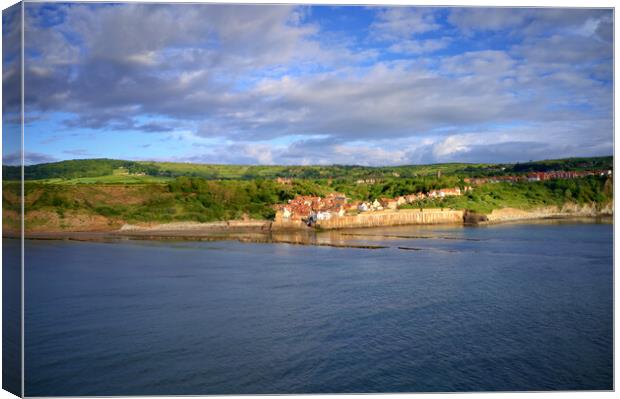Aerial View of Robin Hoods Bay Canvas Print by Steve Smith
