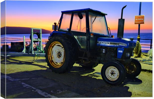Filey Tractor Sunrise Canvas Print by Steve Smith