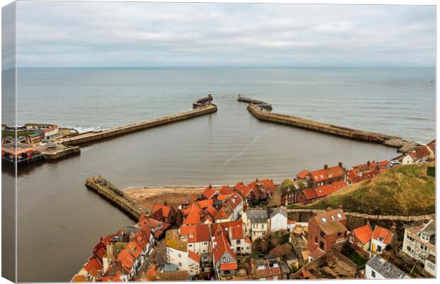Whitby Piers Canvas Print by Steve Smith