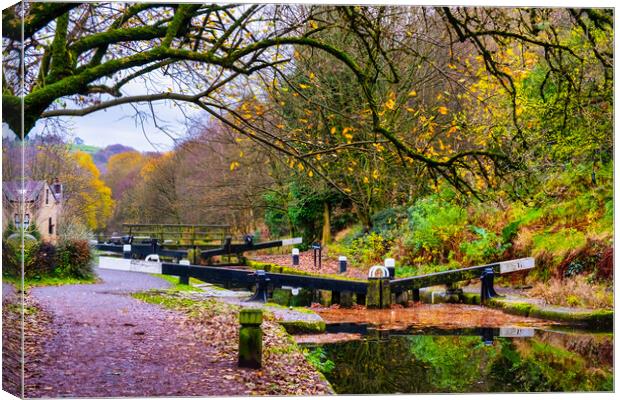 Serene Charm of Rochdale Canal Canvas Print by Steve Smith