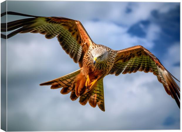 Red Kite In Flight Canvas Print by Steve Smith