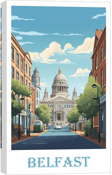 Belfast Travel Poster Canvas Print by Steve Smith