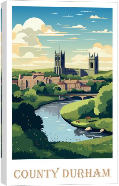 County Durham Travel Poster Canvas Print by Steve Smith