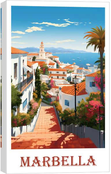 Marbella Travel Poster Canvas Print by Steve Smith