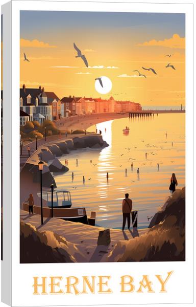 Herne Bay Travel Poster Canvas Print by Steve Smith