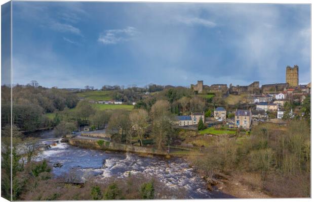 River Swale And Richmond Castle Canvas Print by Steve Smith