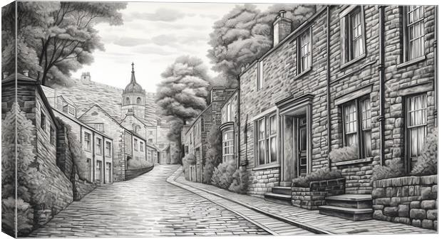 Main Street Haworth Drawing Canvas Print by Steve Smith