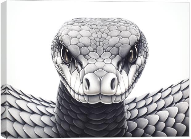 Black Mamba Snake Drawing Canvas Print by Steve Smith