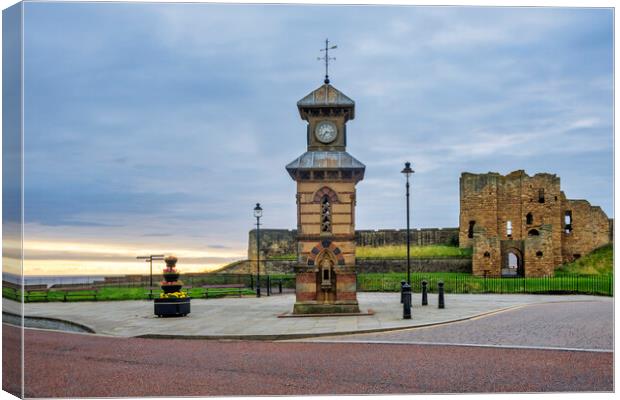 Tynemouth Clock Tower And Priory Canvas Print by Steve Smith
