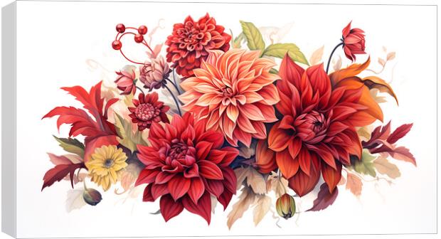 Watercolour Red Dahlias Canvas Print by Steve Smith