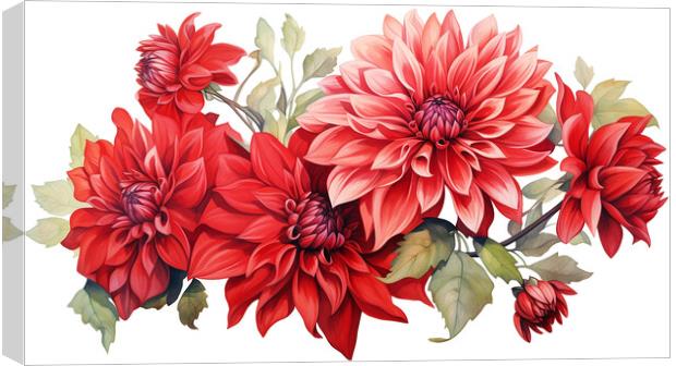 Watercolour Red Dahlias Canvas Print by Steve Smith