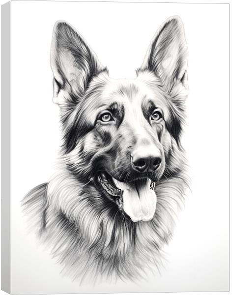 Pencil Drawing German Shepherd Canvas Print by Steve Smith