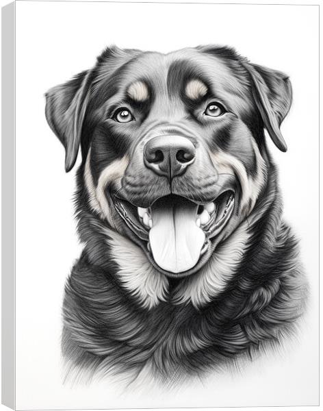 Pencil Drawing Rottweiler Canvas Print by Steve Smith