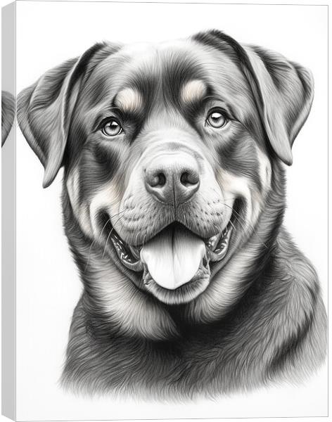 Pencil Drawing Rottweiler Canvas Print by Steve Smith