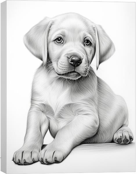 Pencil Drawing Golden Labrador Puppy Canvas Print by Steve Smith