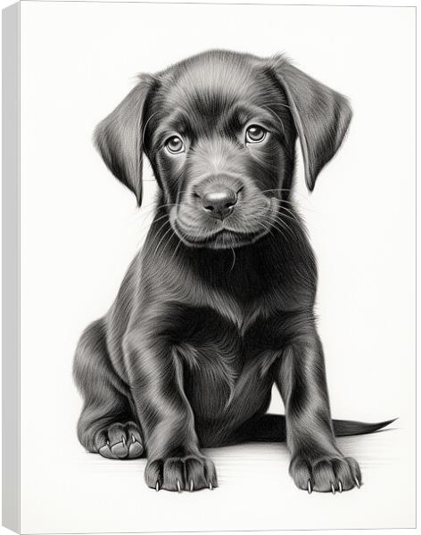 Pencil Drawing Black Labrador Puppy Canvas Print by Steve Smith
