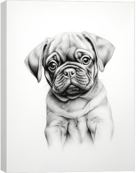 Pencil Drawing Pug Puppy Canvas Print by Steve Smith