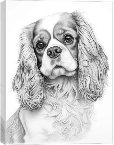 Pencil Drawing King Charles Spaniel Canvas Print by Steve Smith
